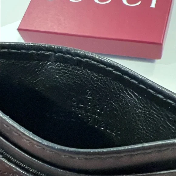 New Gucci Black GG Marmont Chevron Leather Card Case - Picture 5 of 5